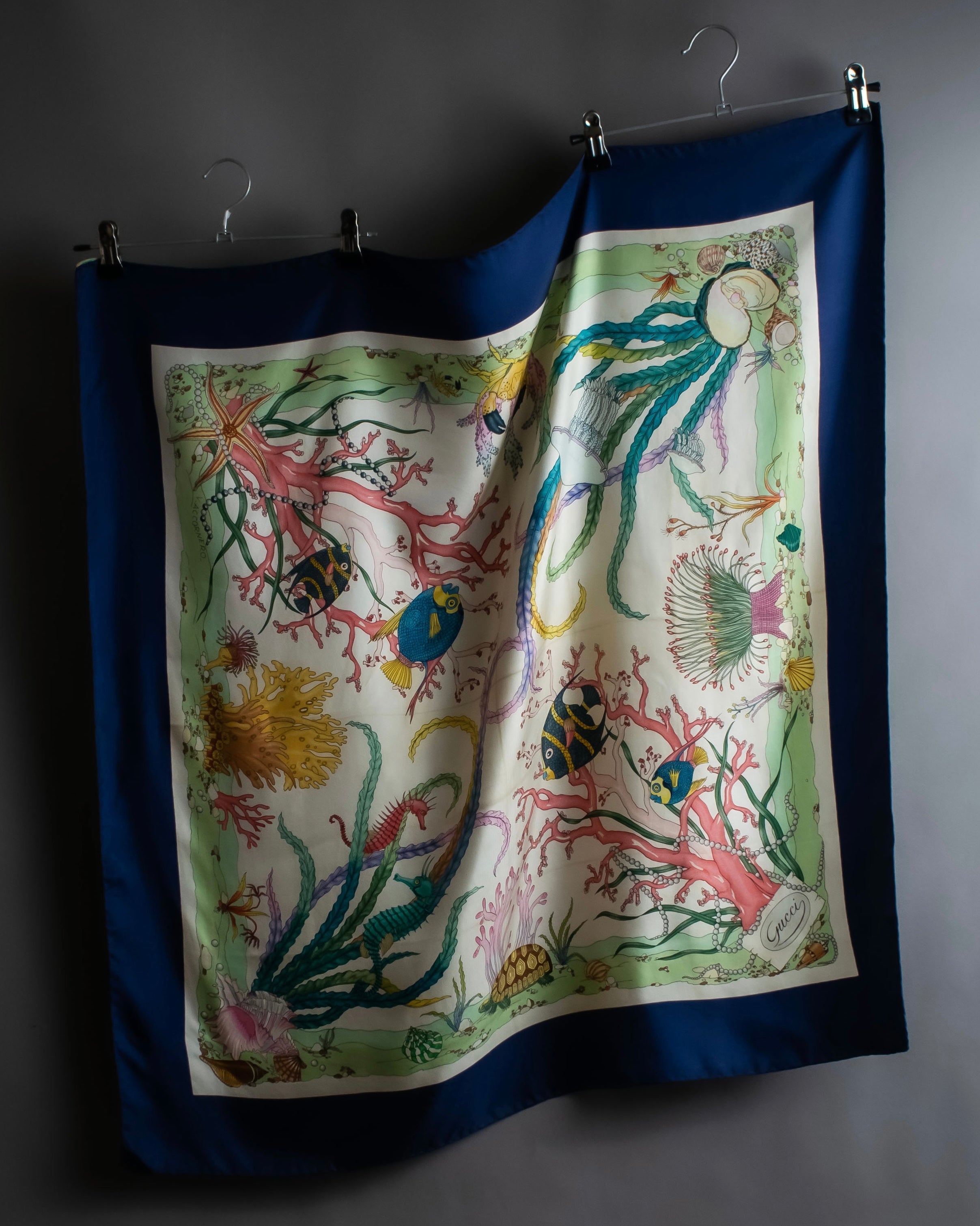 "GUCCI" Seascape motif silk scarf