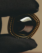 "Yves Saint Laurent" 80's-90's Sculptural black cabochon clip-on earrings