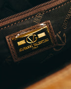 “GIOVANNI VALENTINO” Structured ostrich top handle bag
