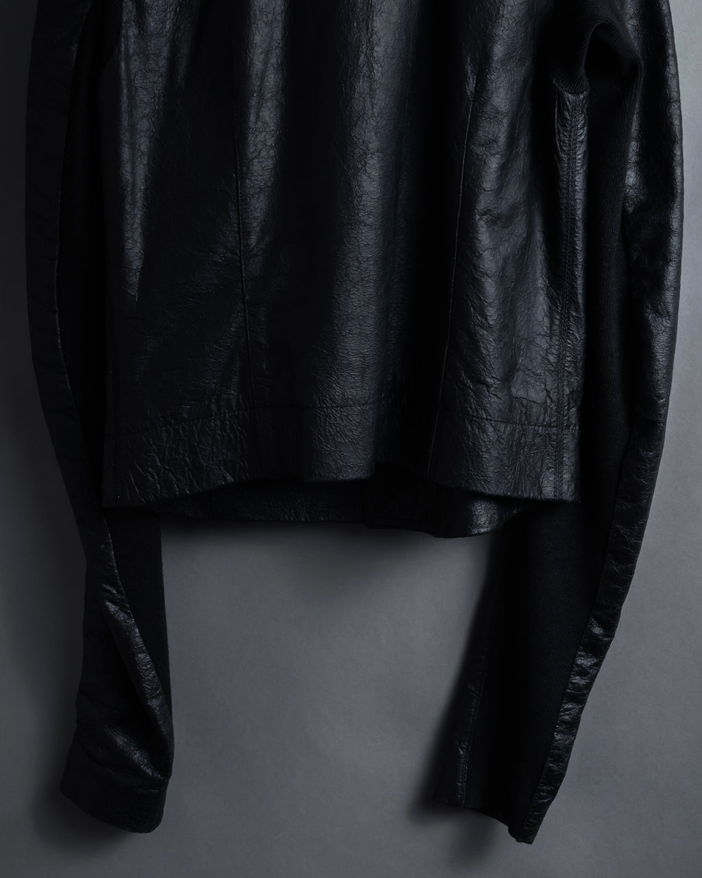 -SPECIAL- "Rick Owens" 15AW Beautiful wrinkles front zip leather jacket