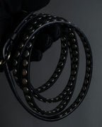 "MIU MIU" Silver metal stud design leather narrow belt