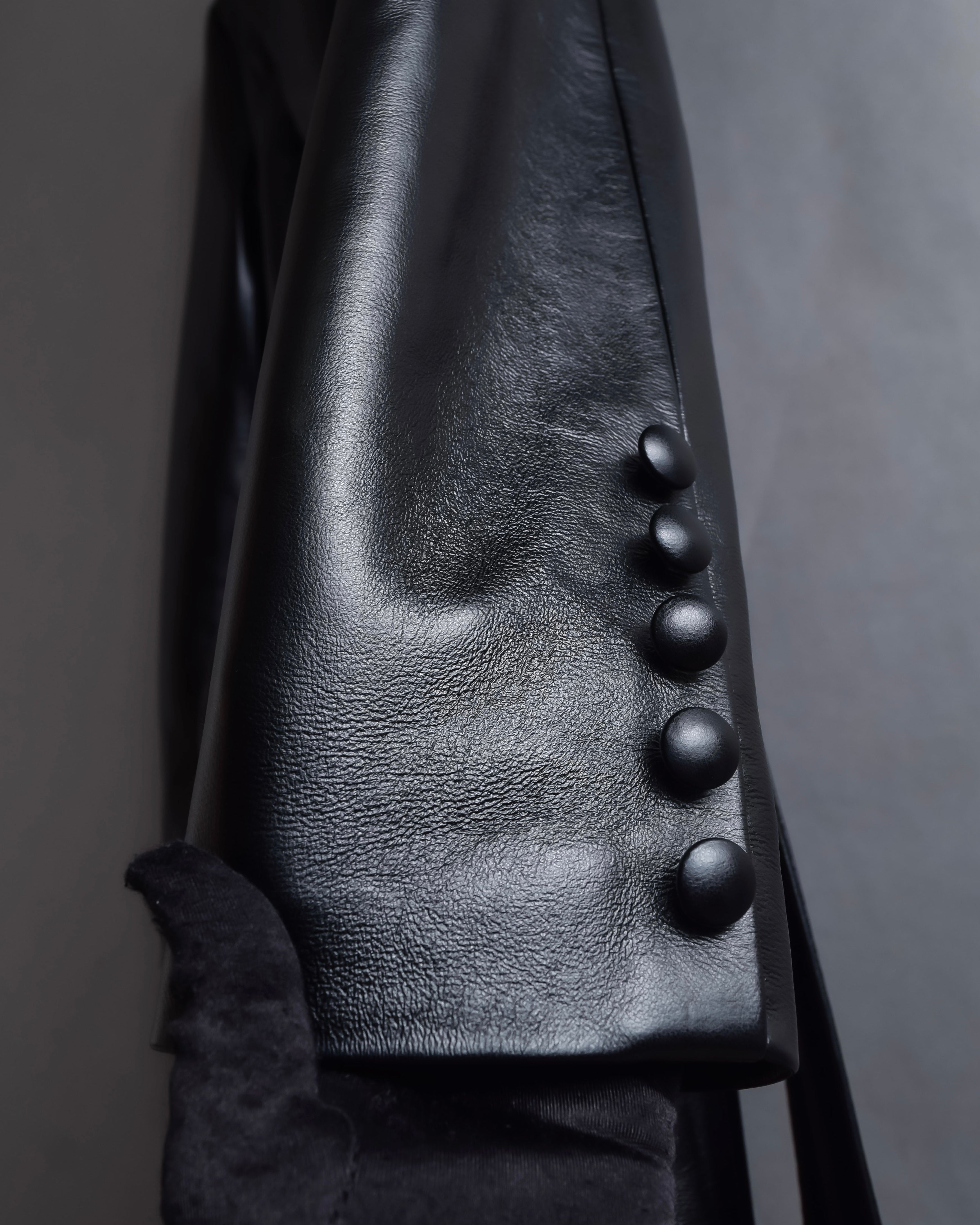 "MATÉRIEL TBILISI" Draped belted synthetic leather long jacket