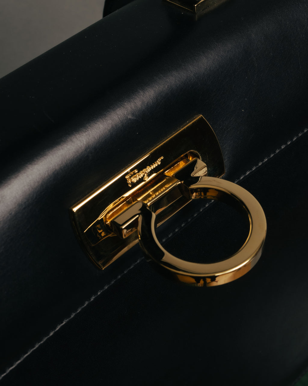 “Salvatore Ferragamo” 90’s-00’s Gancini top handle box calf bag
