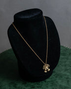"Christian Dior" Rope ribbon motif gold necklace