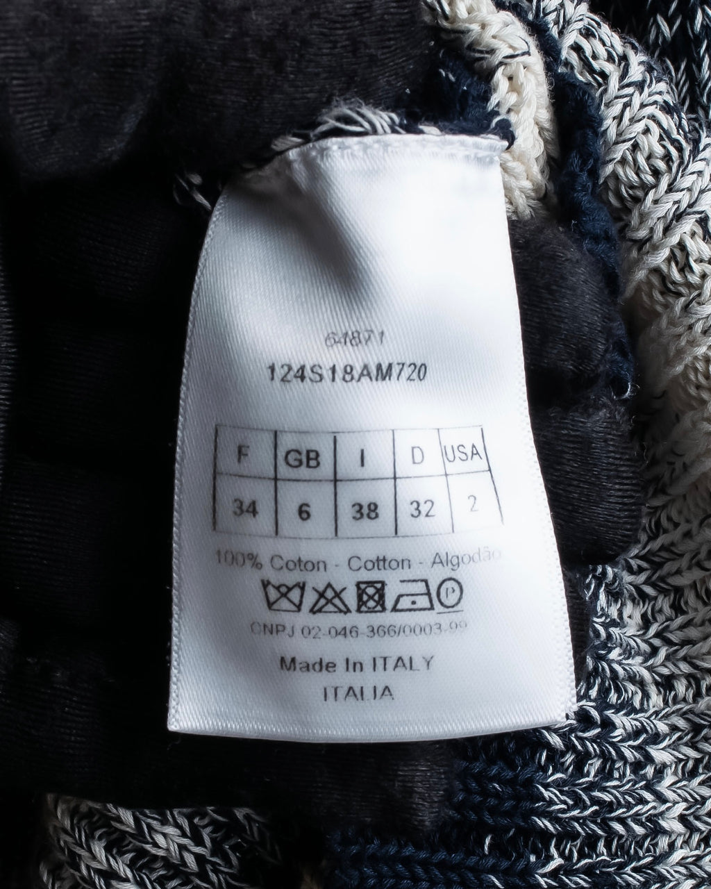 "Christian Dior" Gradient striped irregular neck knit