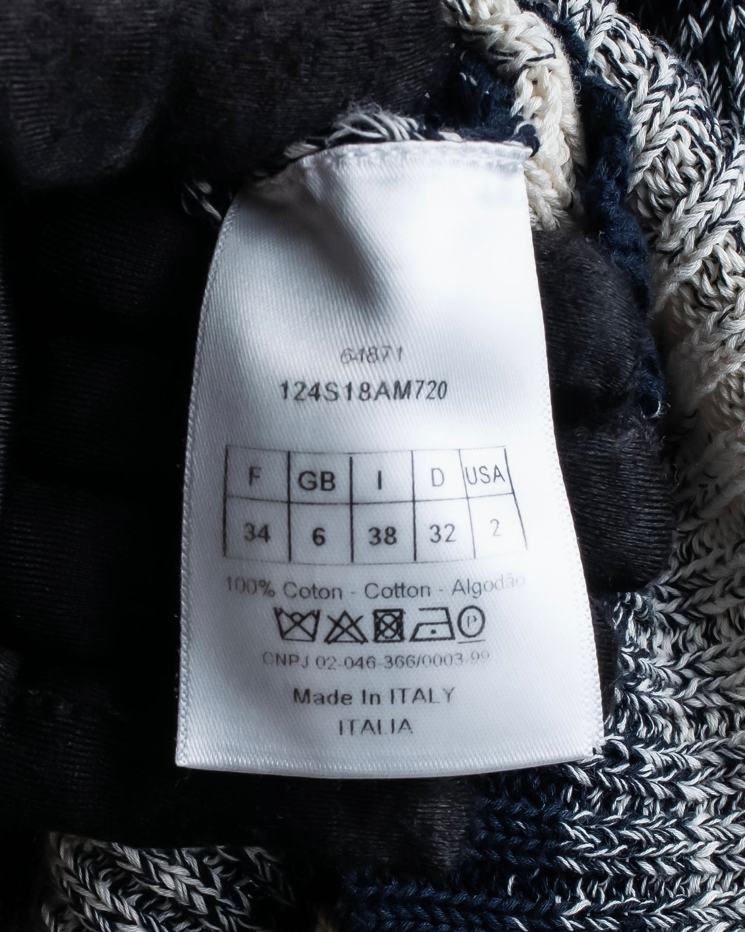 "Christian Dior" Gradient striped irregular neck knit