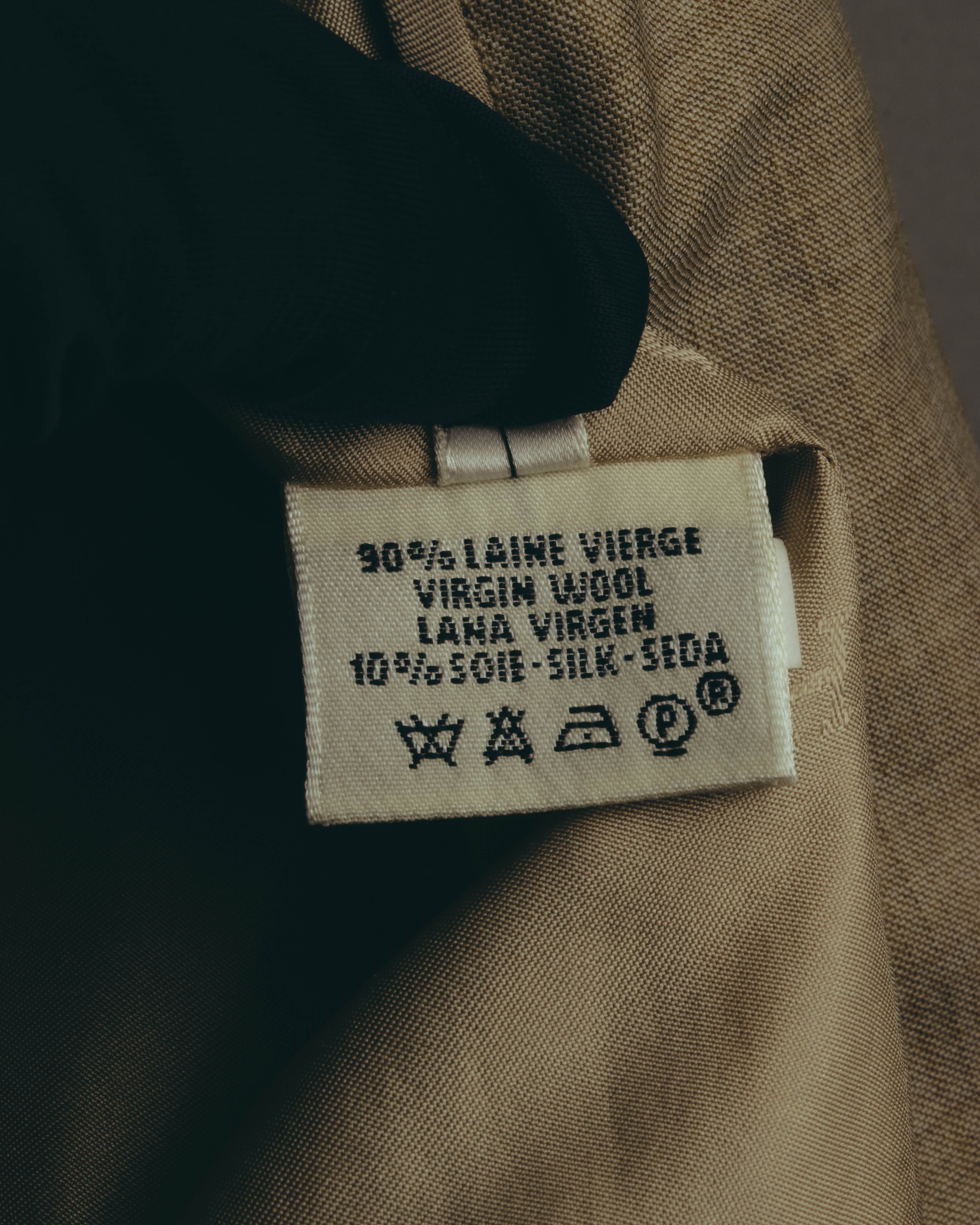 -SPECIAL- "HERMÈS" 90's-00's Wool silk tailored asymmetrical setup suit