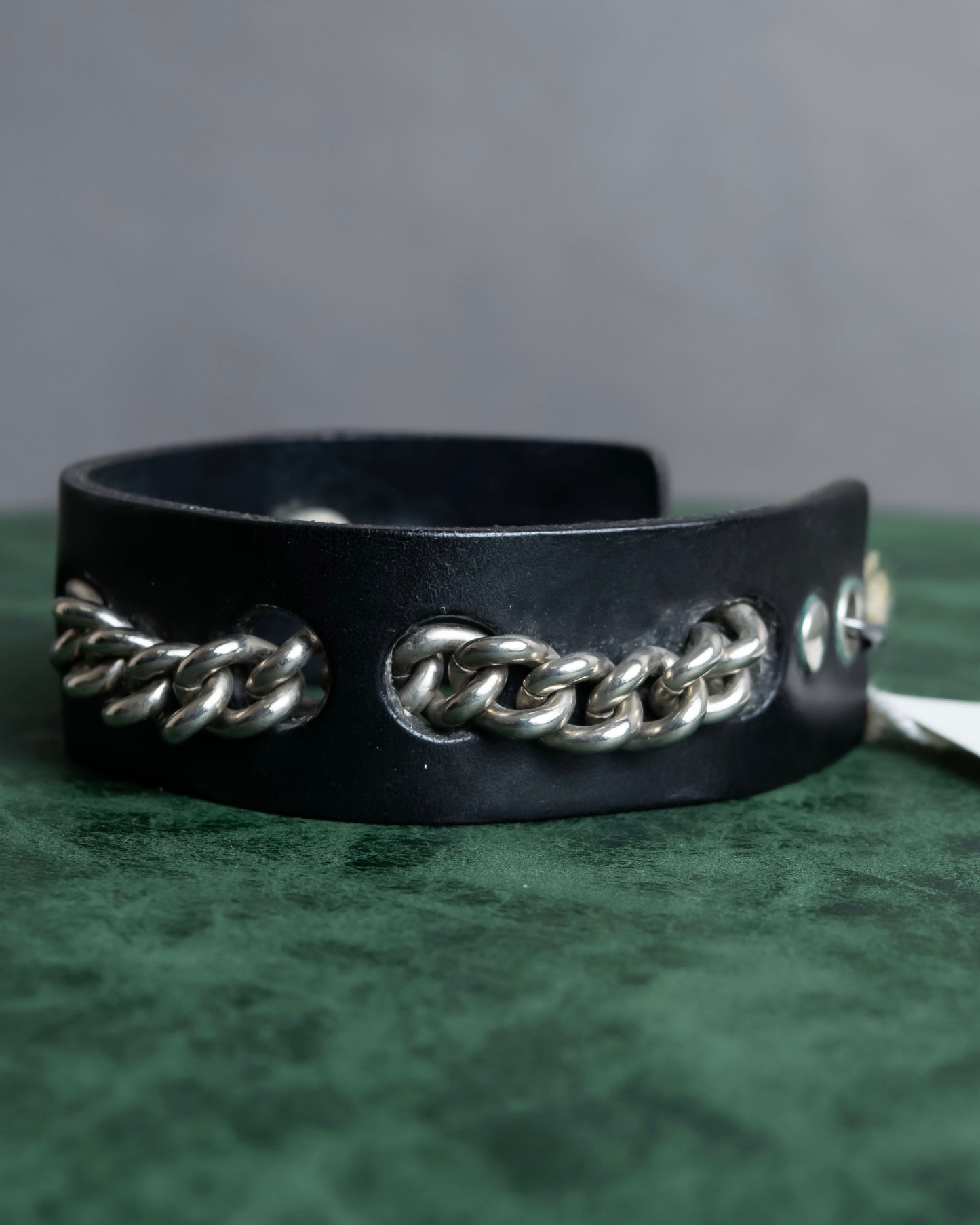 "Dior" Silver chain inlaid leather bracelet