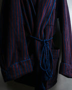 "Vintage striped waist belt design gown coat"