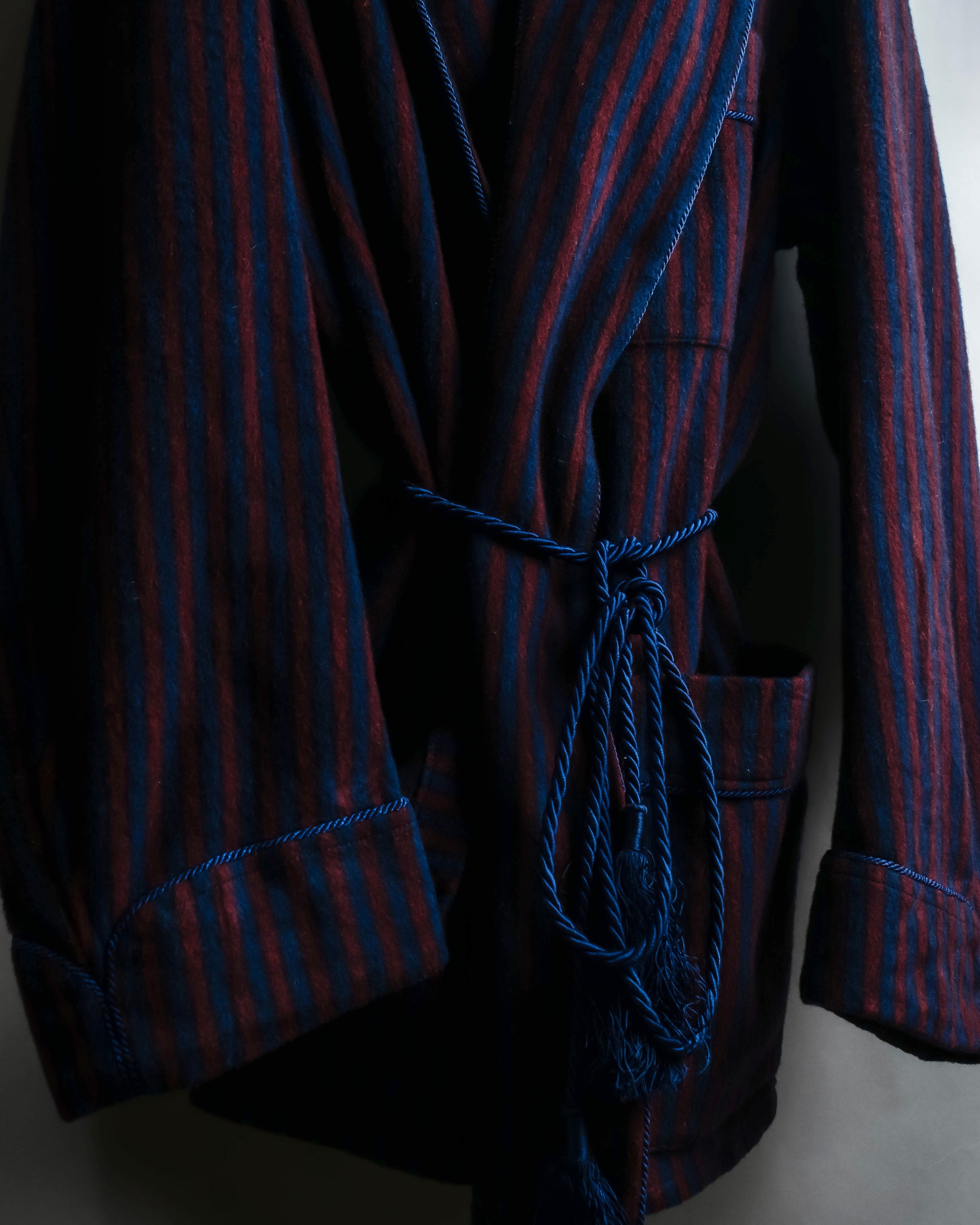 "Vintage striped waist belt design gown coat"