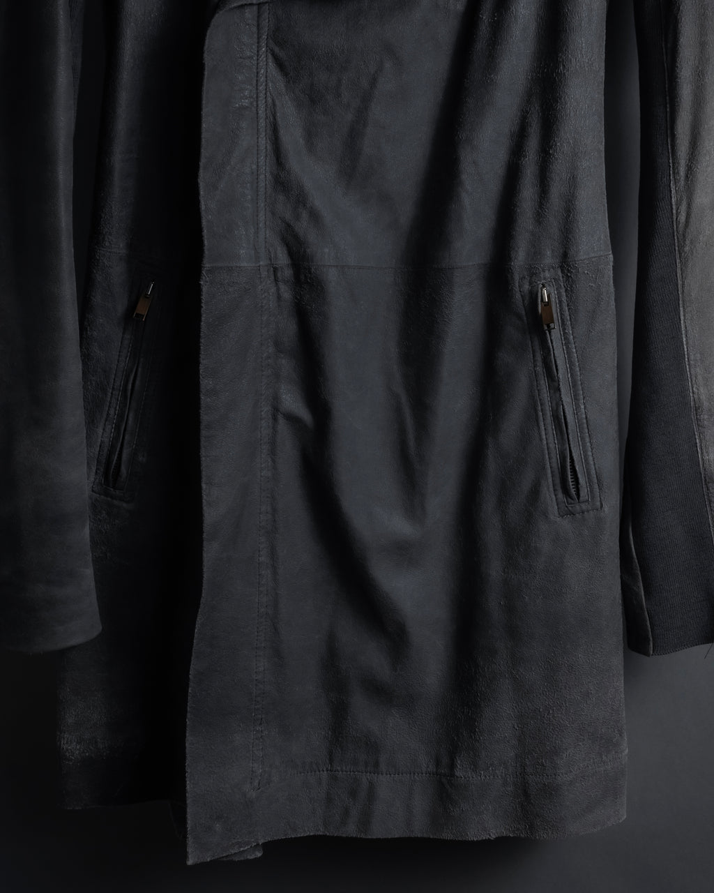 -SPECIAL- "Rick Owens" 13AW Ribbed leather zip-up jacket
