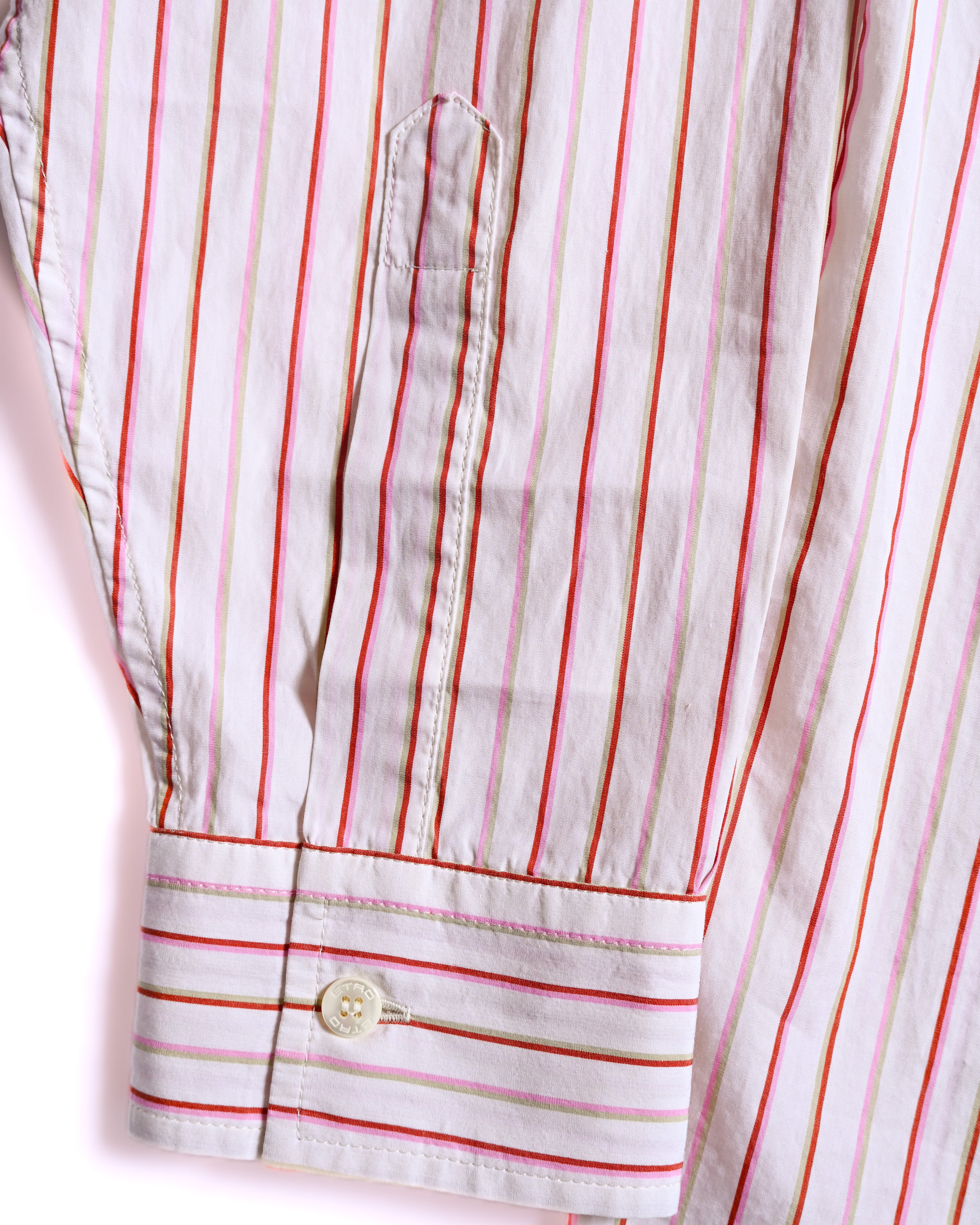 ETRO/ Oversized Multi Color Striped Shirt Pink × White