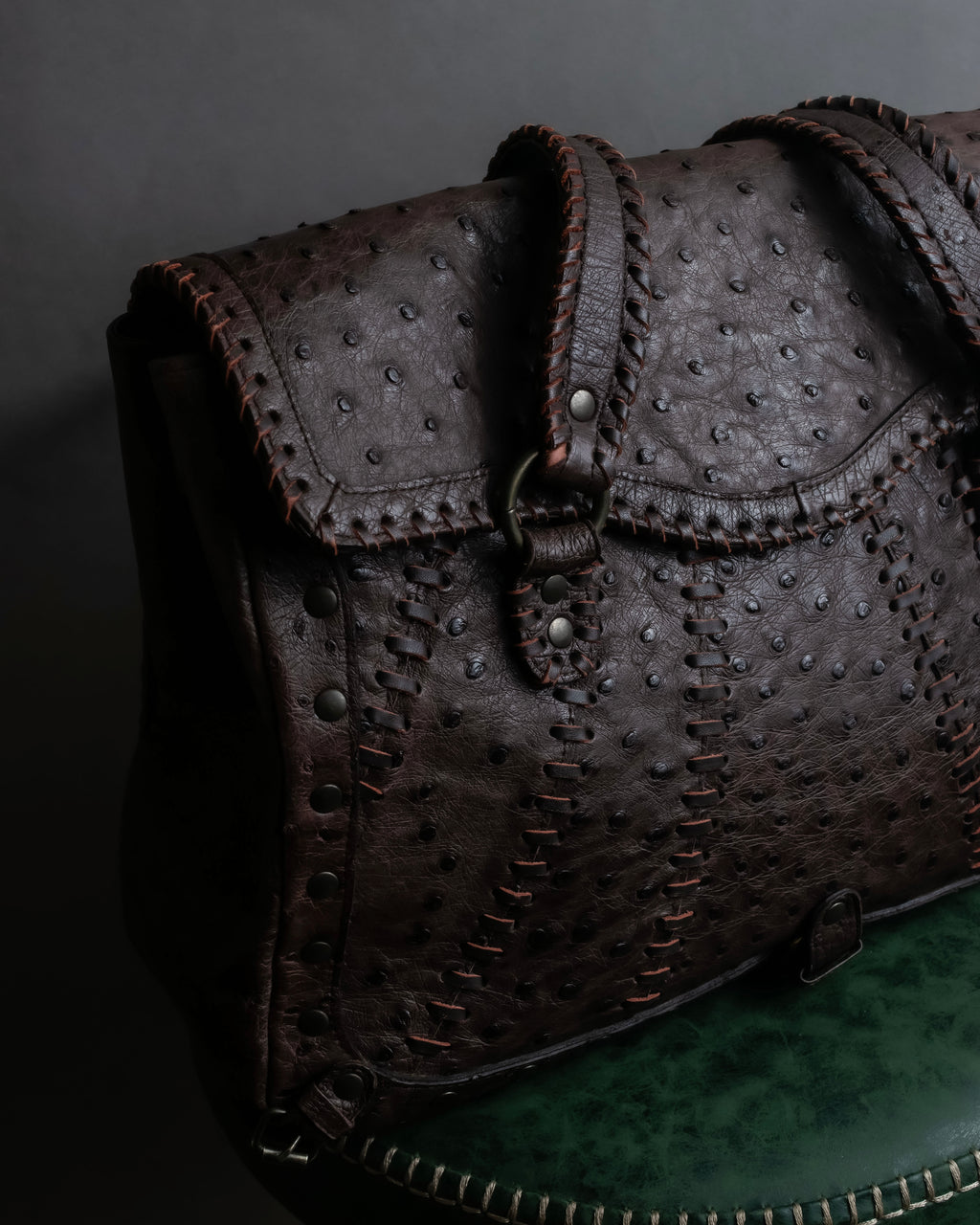 "Vintage JRA standard ostrich leather bag"