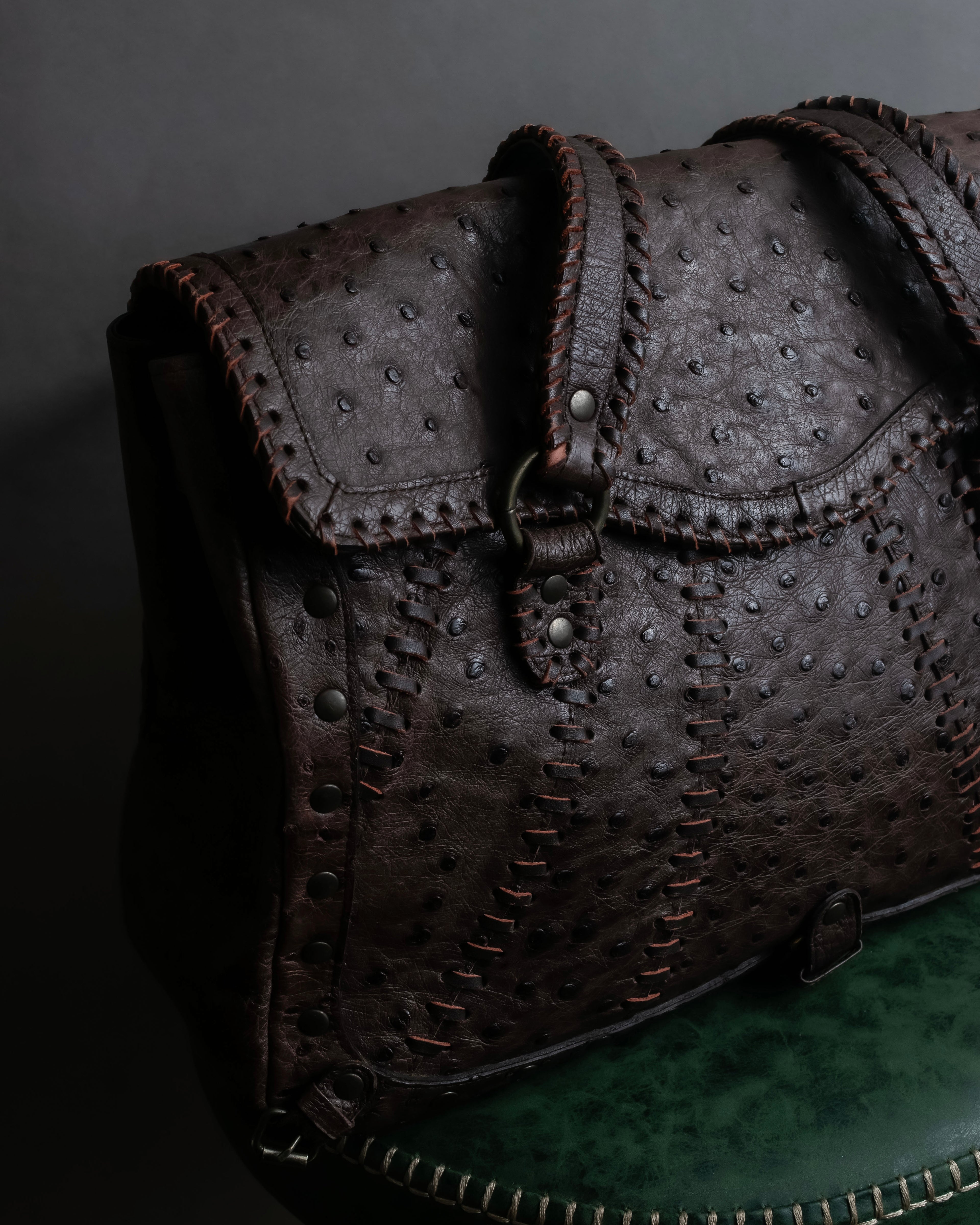 "Vintage JRA standard ostrich leather bag"