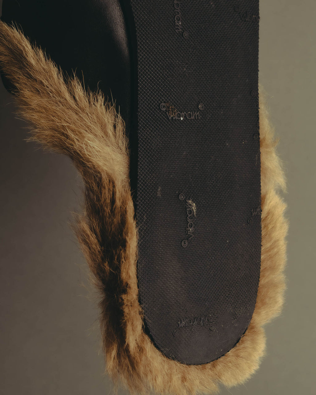 "GUCCI" 2010's Fur lined horsebit leather loafer mule