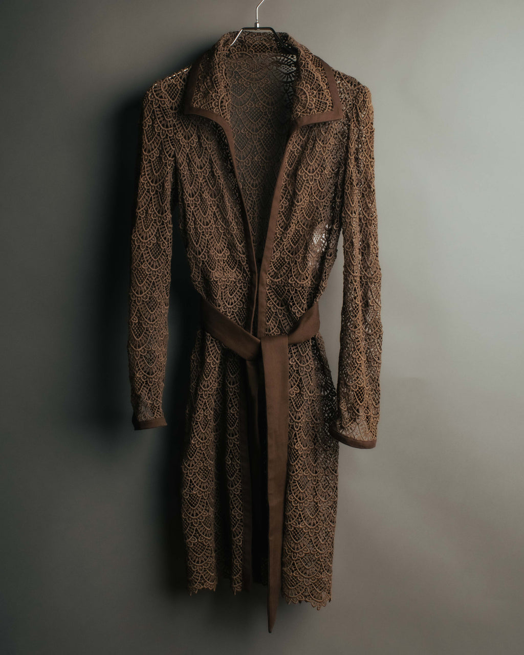 -SPECIAL- “VALENTINO ROMA” 1998-2008 Lace belted sheer coat dress