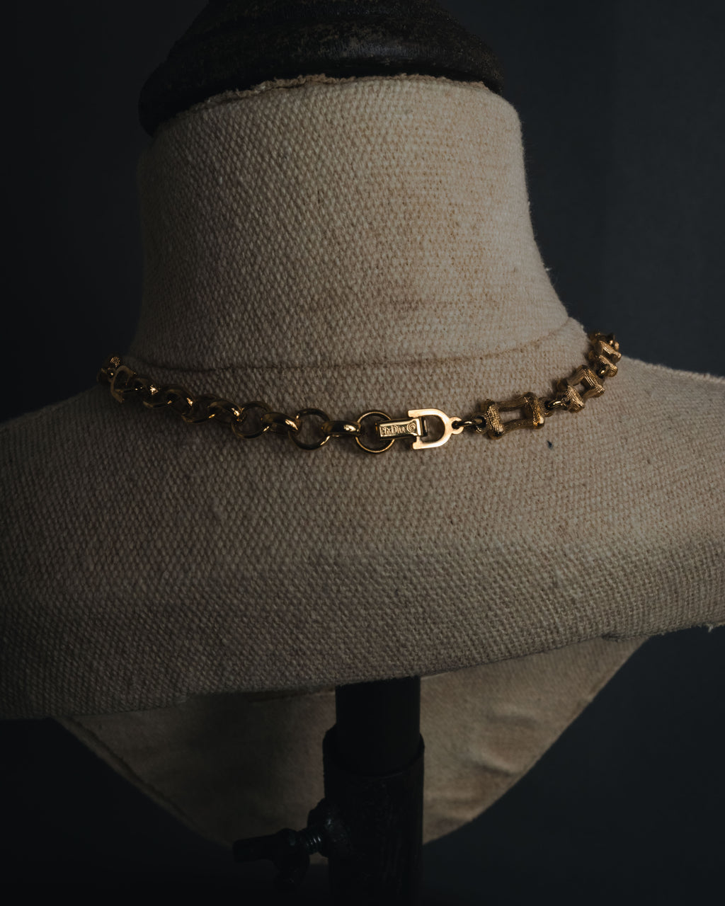 "Christian Dior" 80’s textured geometric link chain necklace