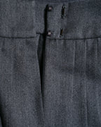 Christian Dior (SAMPLE)/ Archived Pure Wool Luxury Long Pleats Skirt Gray