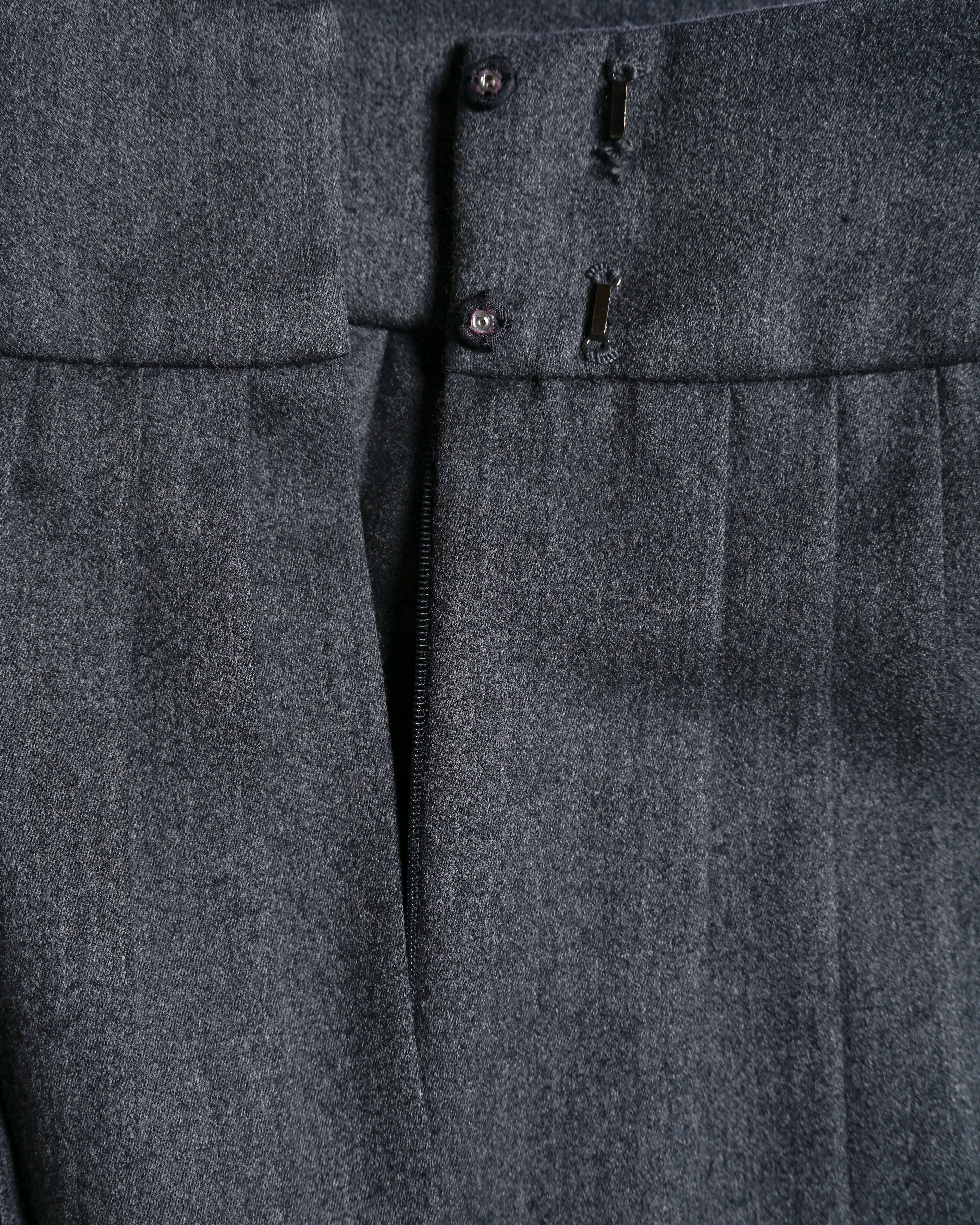 Christian Dior (SAMPLE)/ Archived Pure Wool Luxury Long Pleats Skirt Gray
