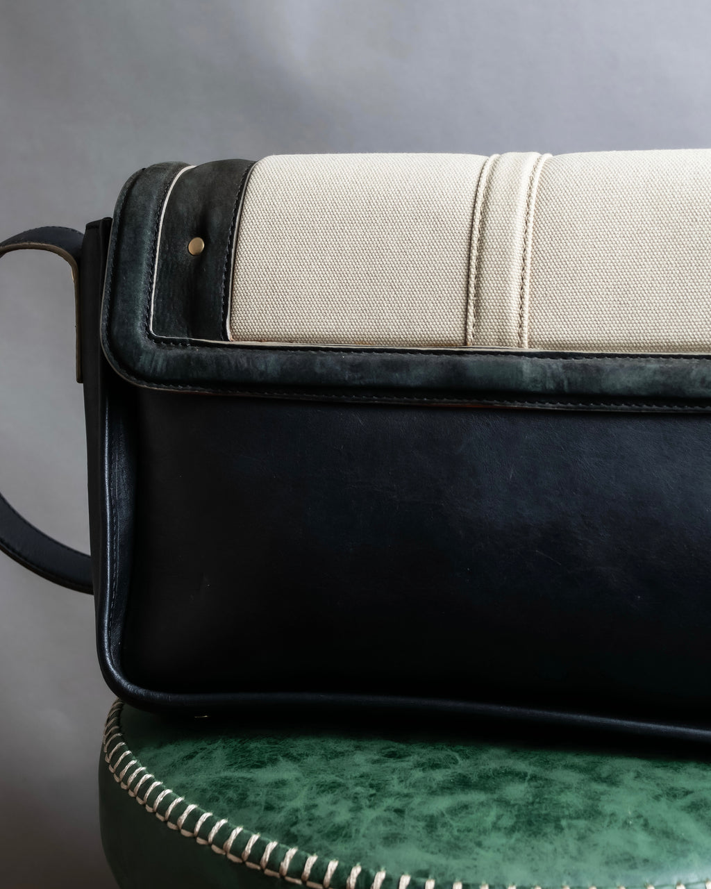 "Chloe" Leather &amp; canvas combination design chain crossbody bag