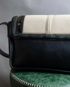 "Chloe" Leather &amp; canvas combination design chain crossbody bag