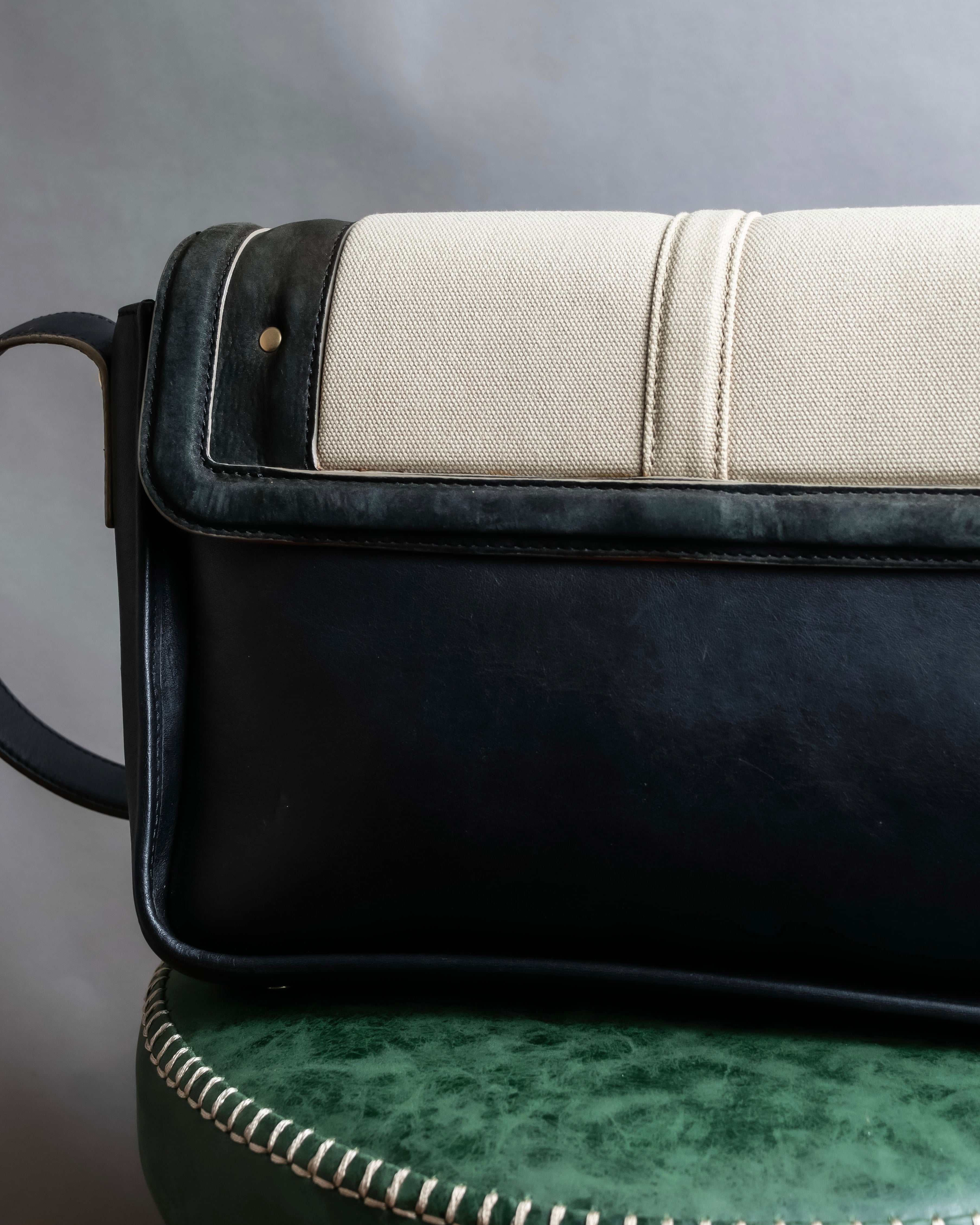 "Chloe" Leather &amp; canvas combination design chain crossbody bag