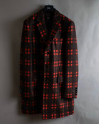 "HUGO BOSS" Plaid brushed wool tailored coat