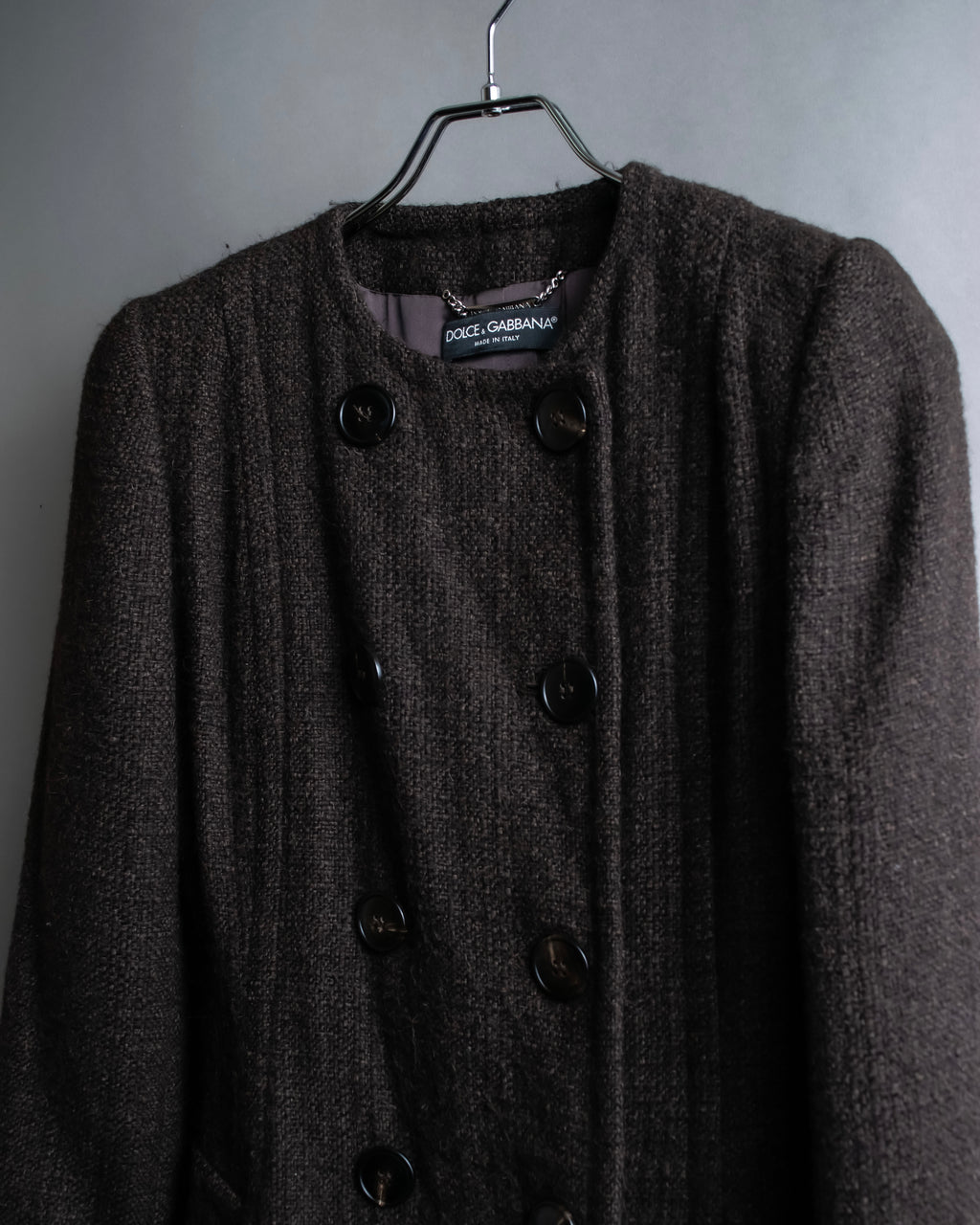 "DOLCE & GABBANA" Fringe scarf included double-breasted coat