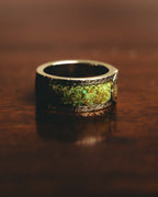 "GUCCI" 20's Ornate green inlay wide band ring