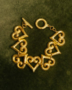 -SPECIAL- “Yves Saint Laurent” 80’s-90’s Hammered gold heart motif bracelet