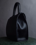 "YVES SAINT LAURENT" Hand stitched design trapezoid leather bag