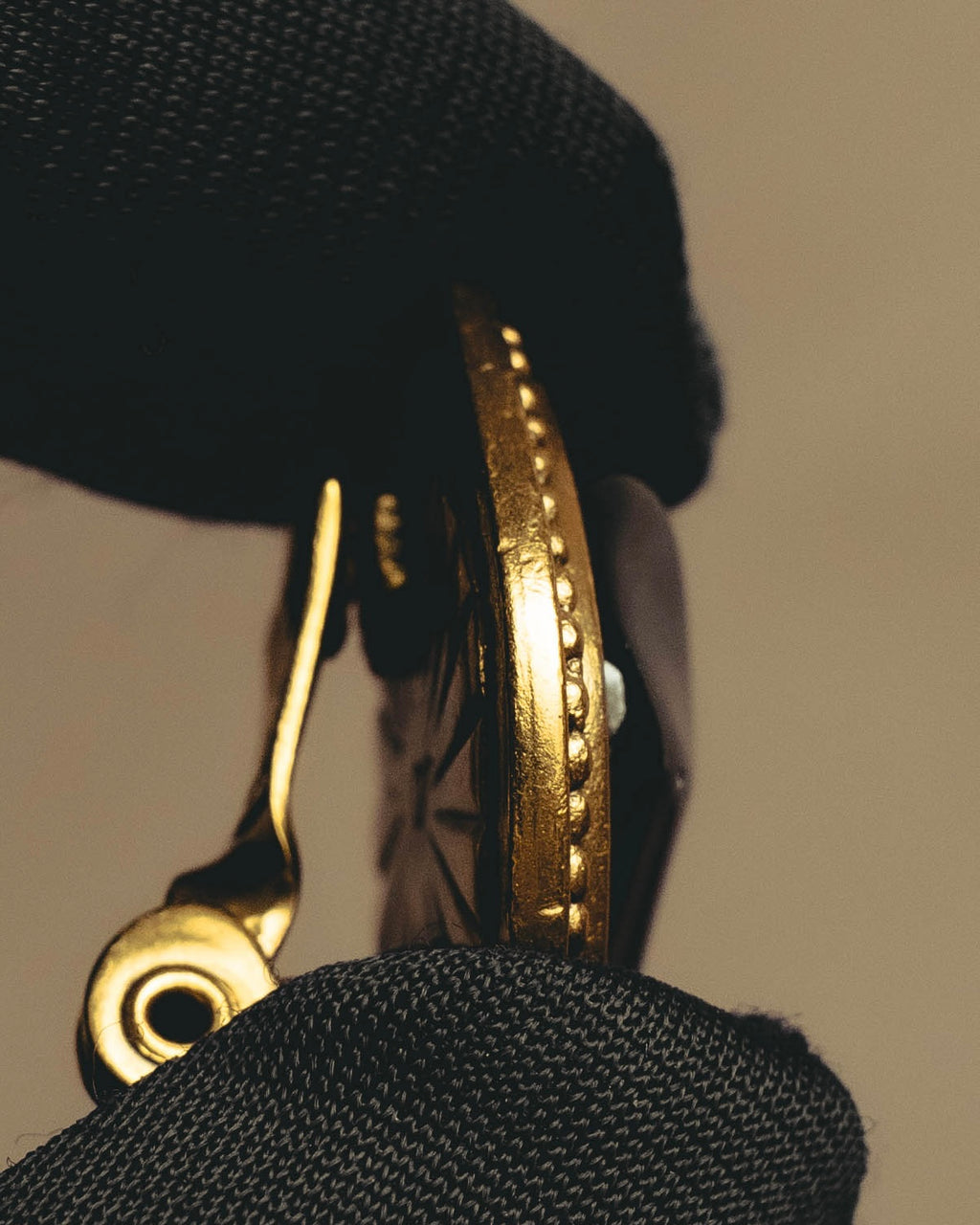 "Yves Saint Laurent" 80's-90's Sculptural black cabochon clip-on earrings