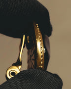 "Yves Saint Laurent" 80's-90's Sculptural black cabochon clip-on earrings