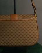 "GUCCI" 70's-80's Micro GG monogram canvas shoulder bag with stirrup hardware