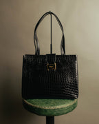 “Salvatore Ferragamo” 90’s-00’s crocodile embossed structured tote bag