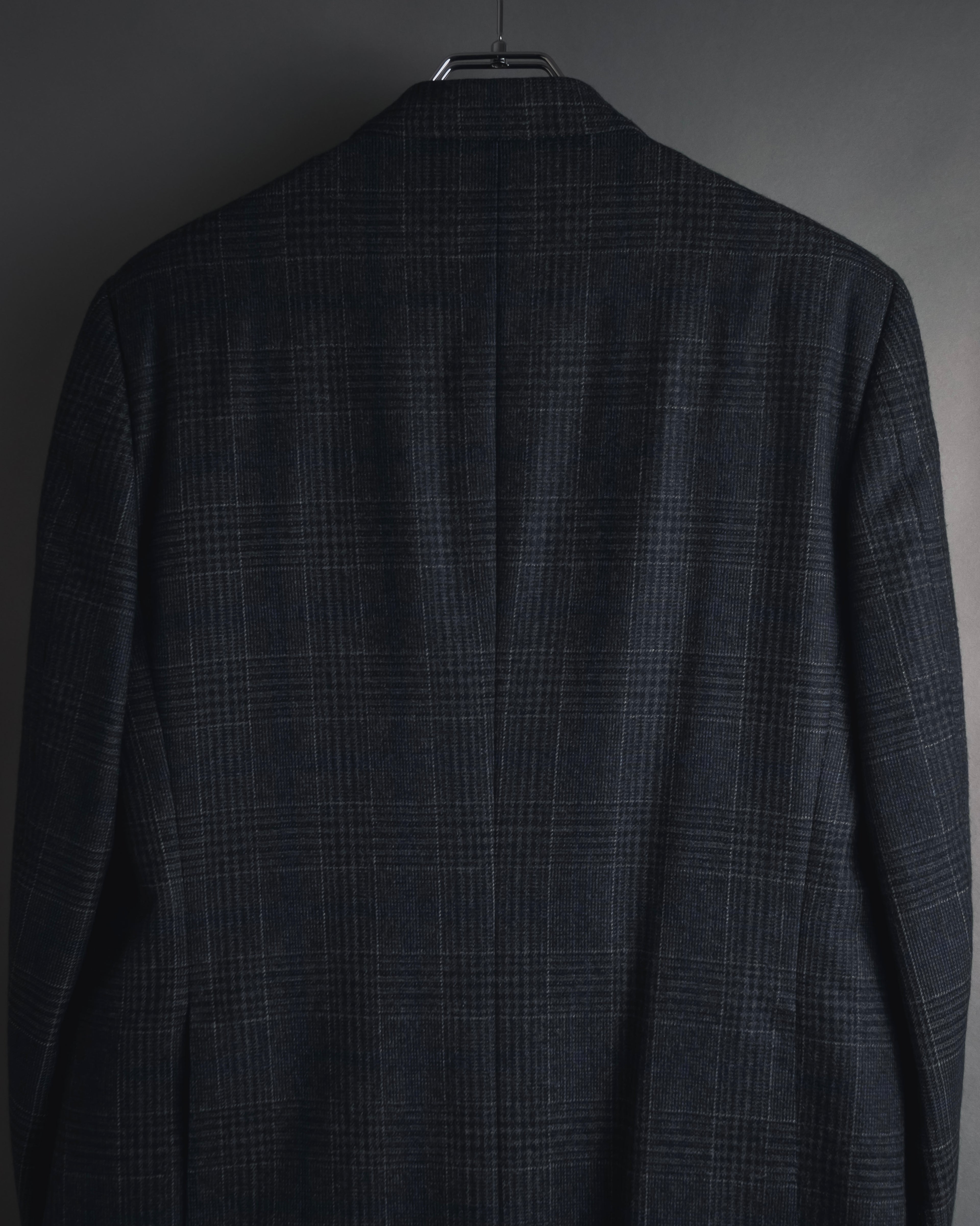"BALENCIAGA" 90’s Cashmere blend glen check double-breasted blazer
