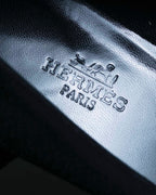 "HERMES" Jewelry design suede heel pumps
