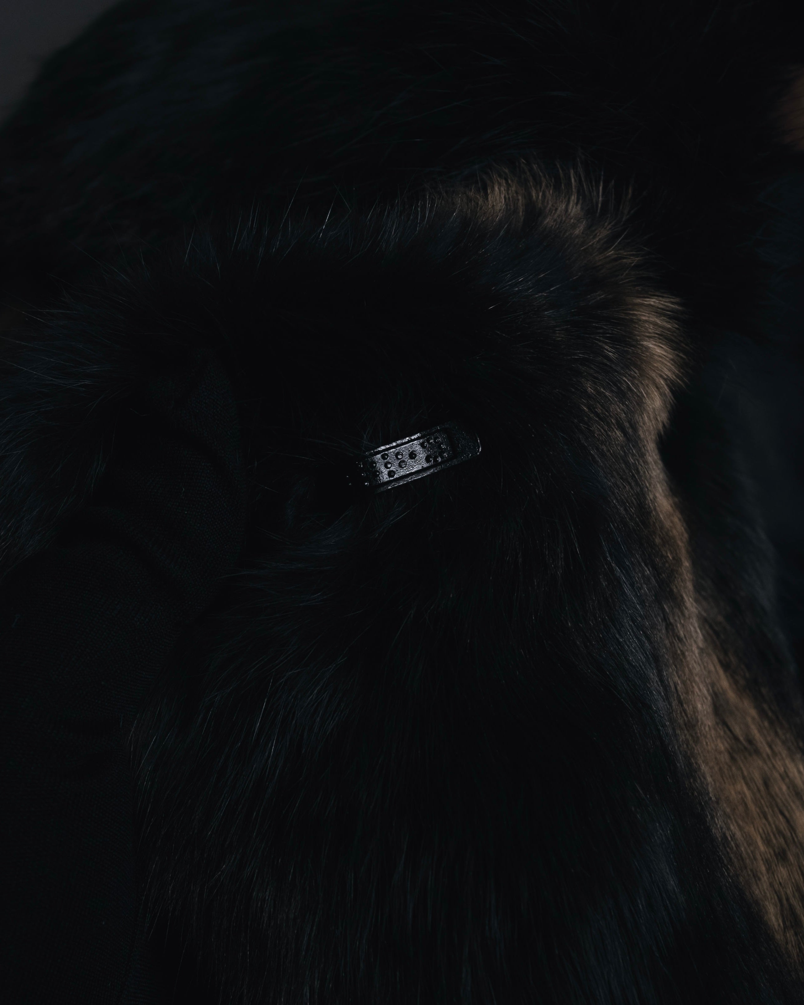 "BIEMME" 00’s striped rabbit fur belted coat