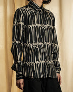 "GUCCI" Handwritten calligraphy pattern silk shirt