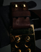 “FENDI” 2000’s FF studded sculptural leather belt