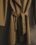 “GUCCI” 00’s-10’s Cashmere-blend leather-trimmed belted long coat