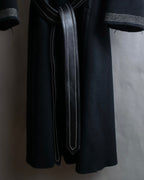 "HELMUT LANG" Fur collar belted long coat