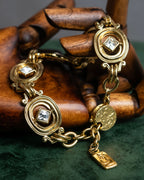 "YVES SAINT LAURENT" Art Nouveau motif gold bracelet