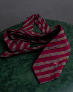 "GUCCI" Burgundy color diagonal stripe silk neck tie