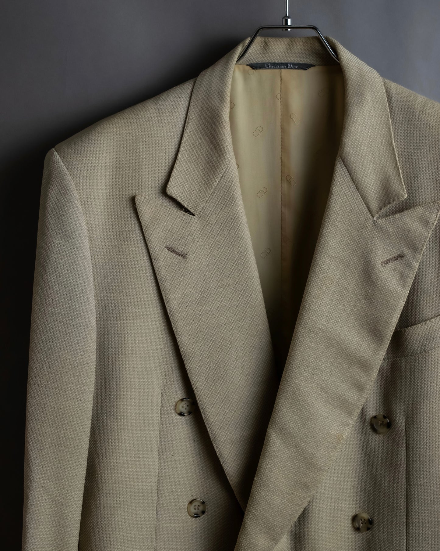 "CHRISTIAN DIOR MONSIEUR"
Peaked lapel double breasted wool tailored jacket