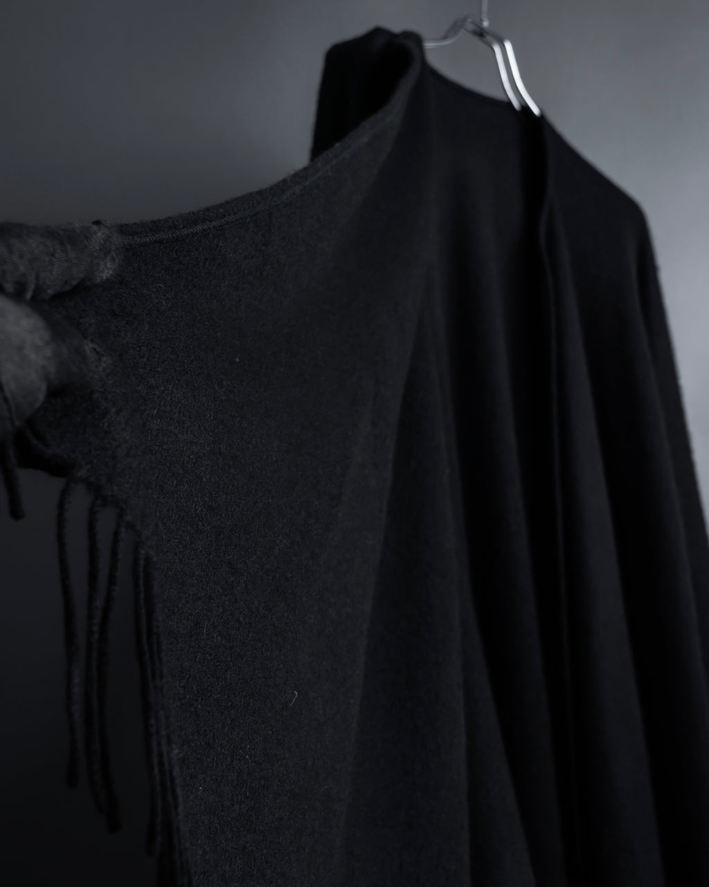 "BALENCIAGA" Fringe design open front cape