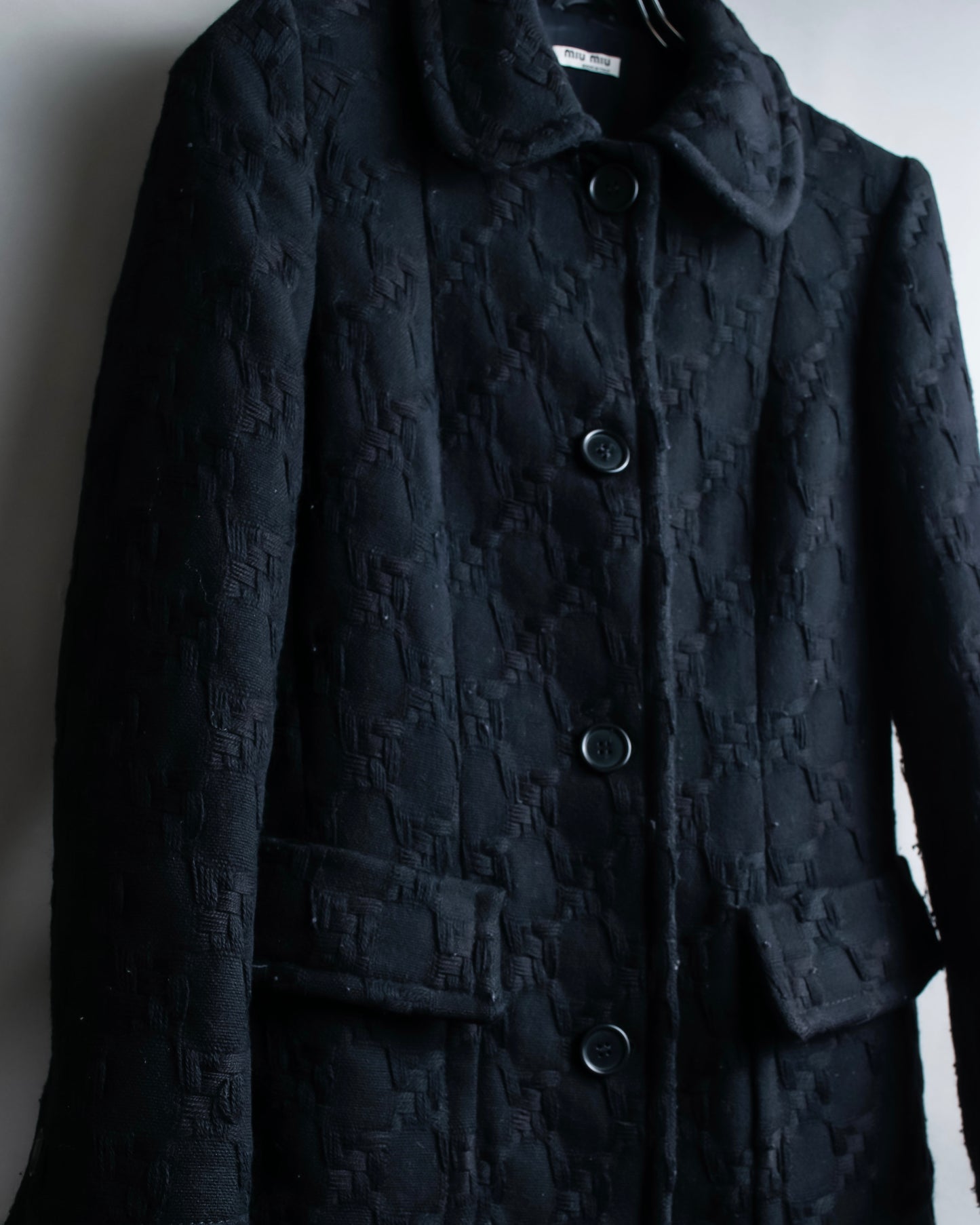 "MIU MIU" dimensional woven stand up collar coat