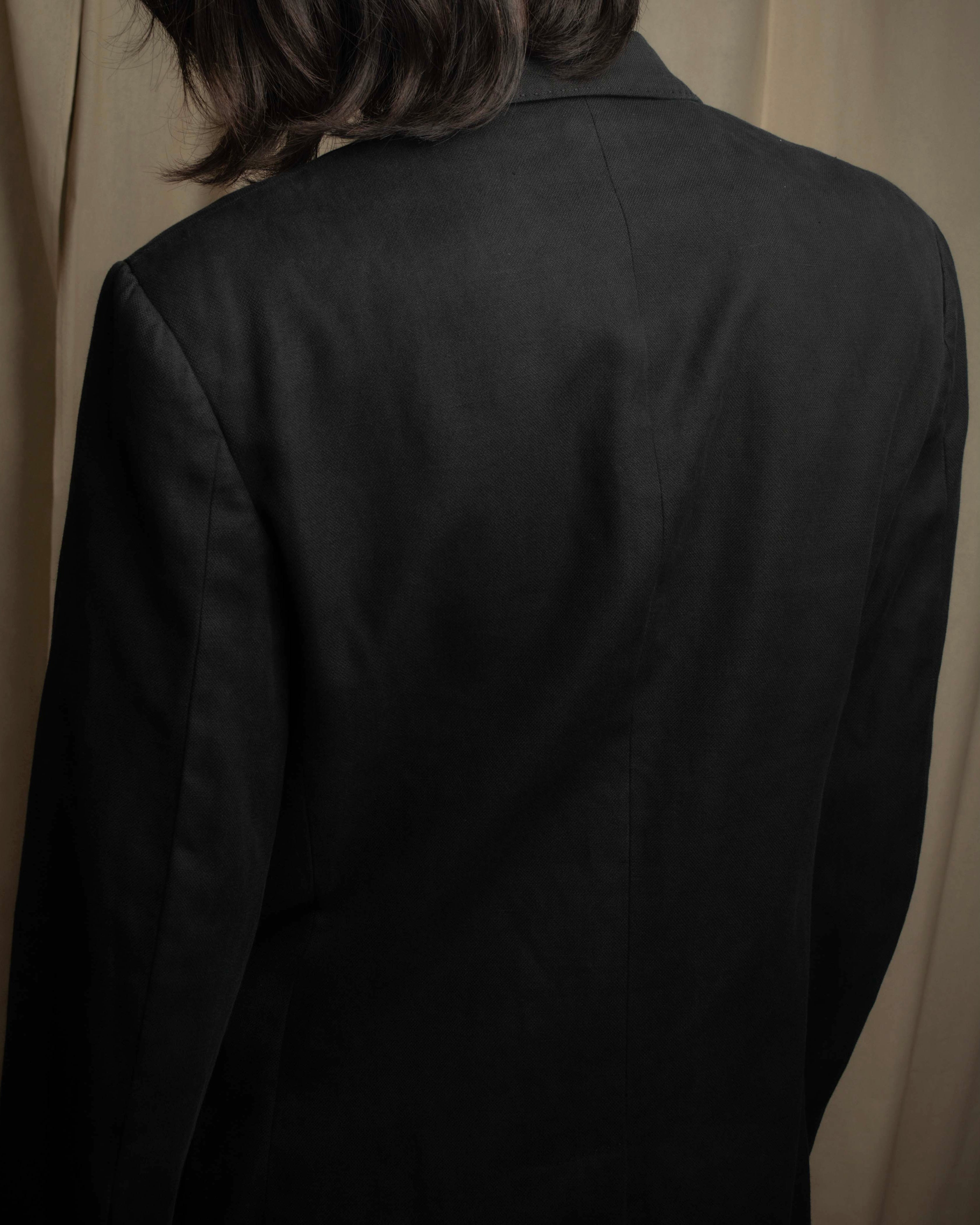 "HERMES" 90's Elegantly relaxed cotton linen tailored jacket