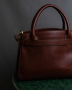 "Valentino Garavani" Reddish brown trapezoid silhouette 2way leather bag