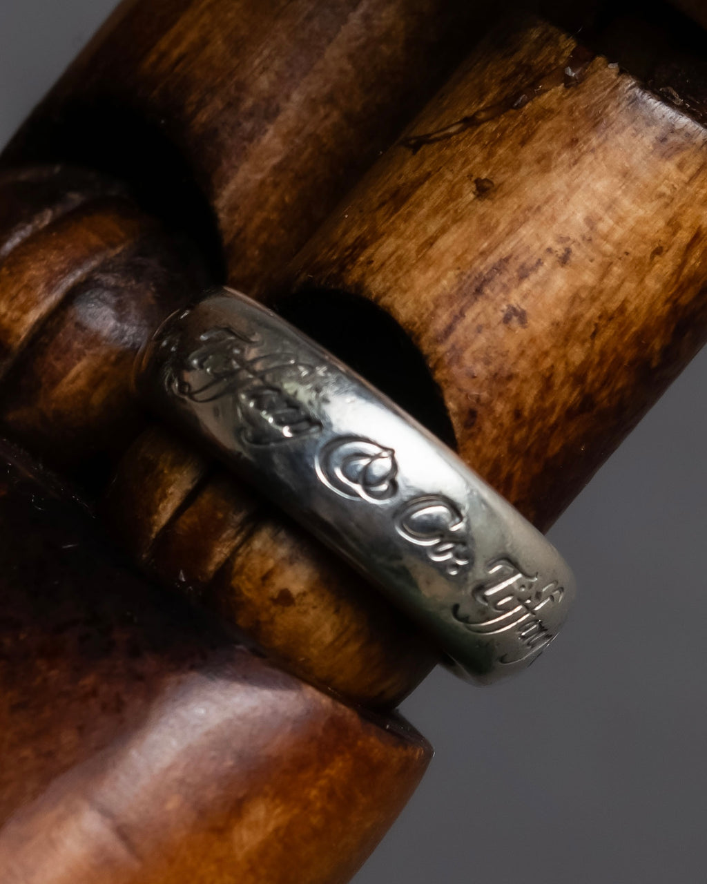 "Tiffany&Co" Notes series cursive logo engraved silver ring